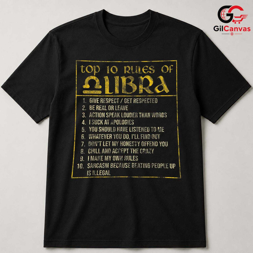 Libra Top 10 Rules Tee Shirt Unisex Perfect Astrology Friend Birthday Gift