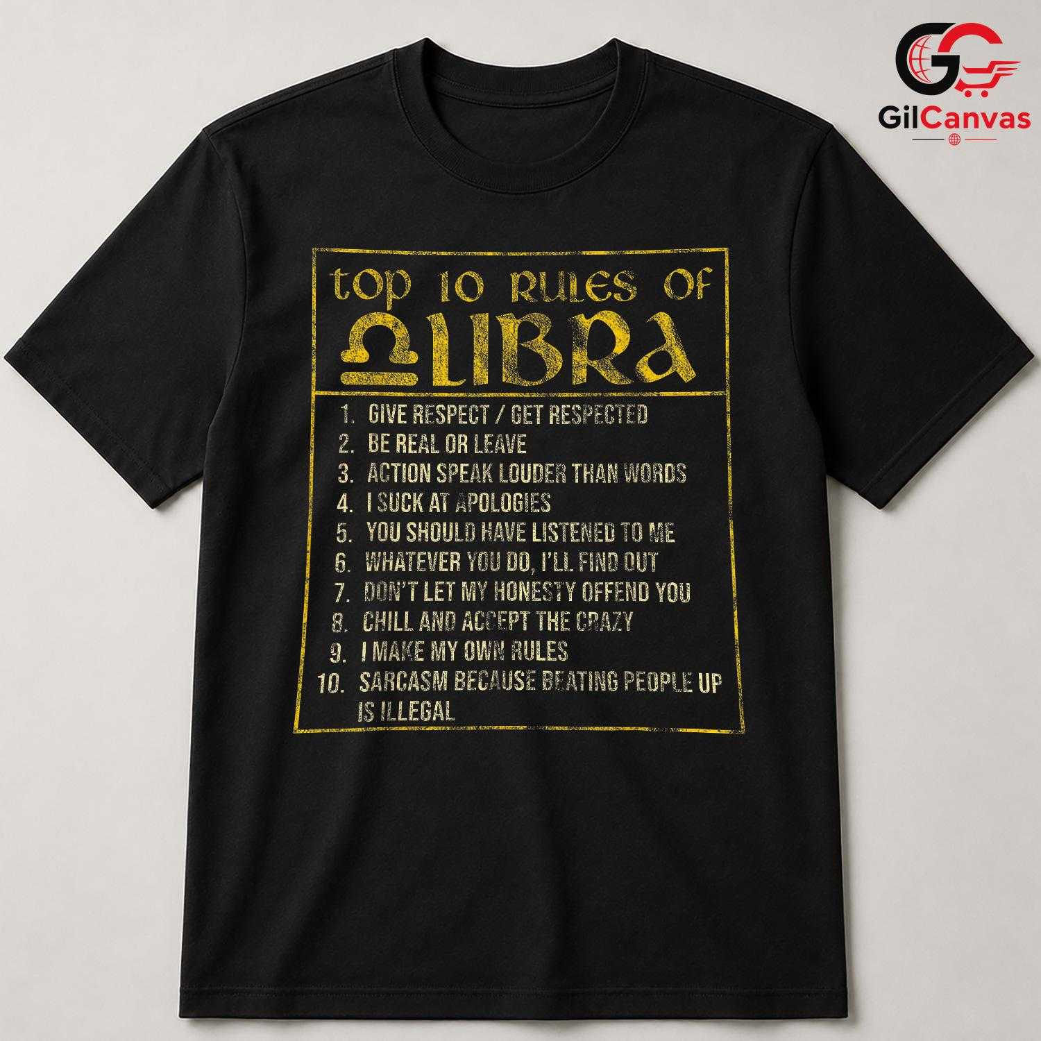 Libra Top 10 Rules Tee Shirt Unisex Perfect Astrology Friend Birthday Gift