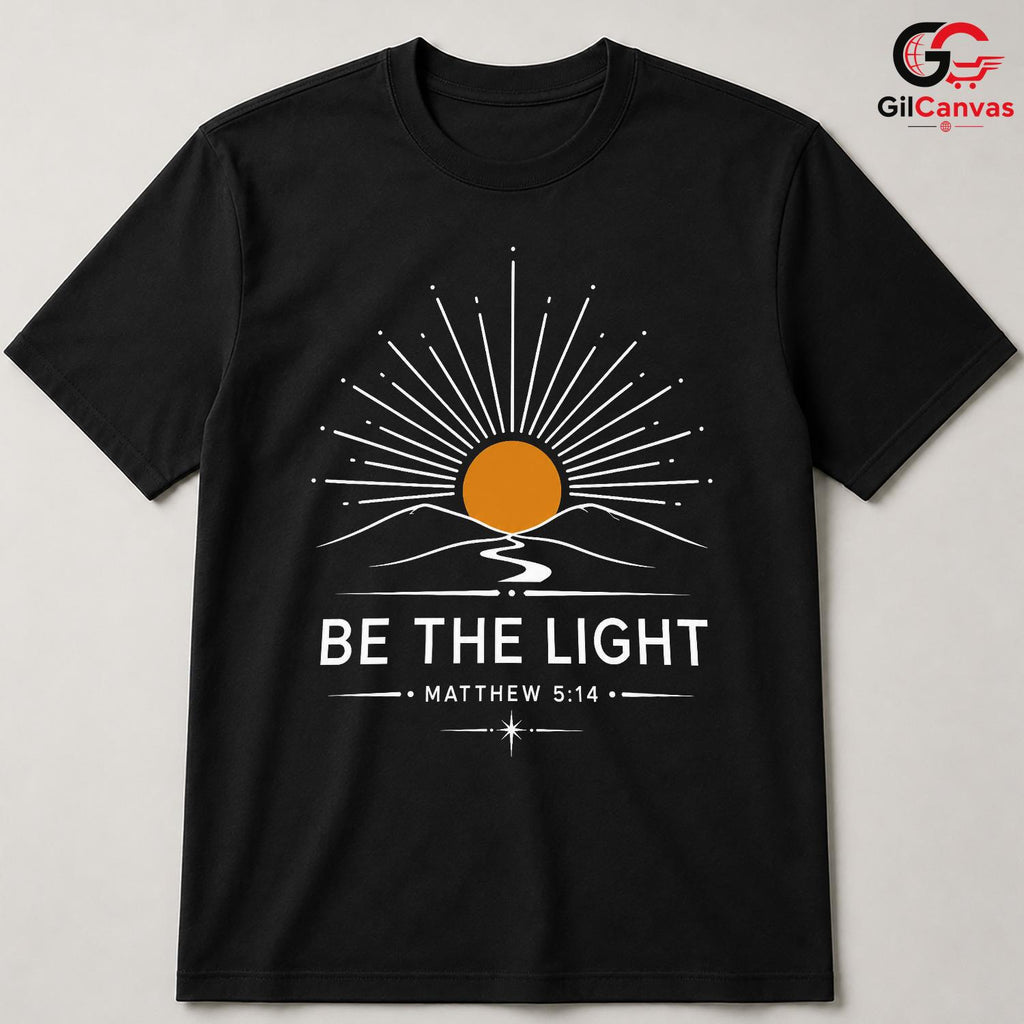 Matthew 5 14 Scripture T-Shirt Be The Light Mountain Unisex Christian Faith Tee