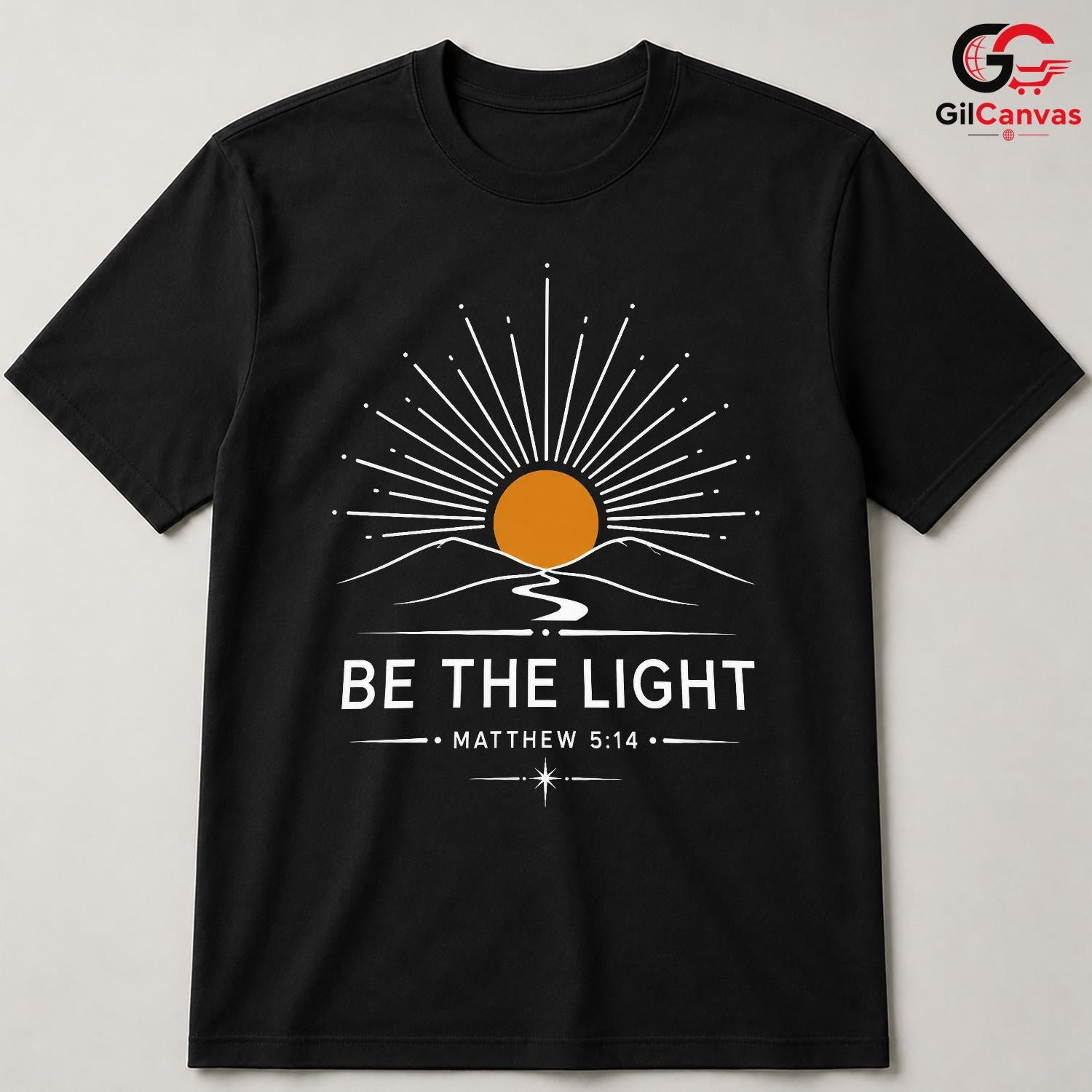 Matthew 5 14 Scripture T-Shirt Be The Light Mountain Unisex Christian Faith Tee