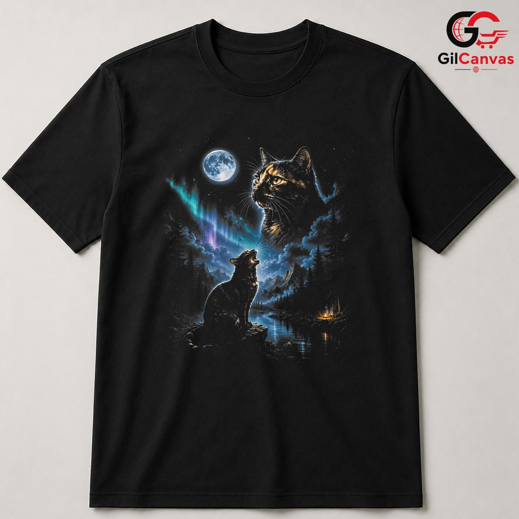 Moonlit Cat Lover Fall T-Shirt Unisex Perfect Pet Owner Gift For Enthusiasts