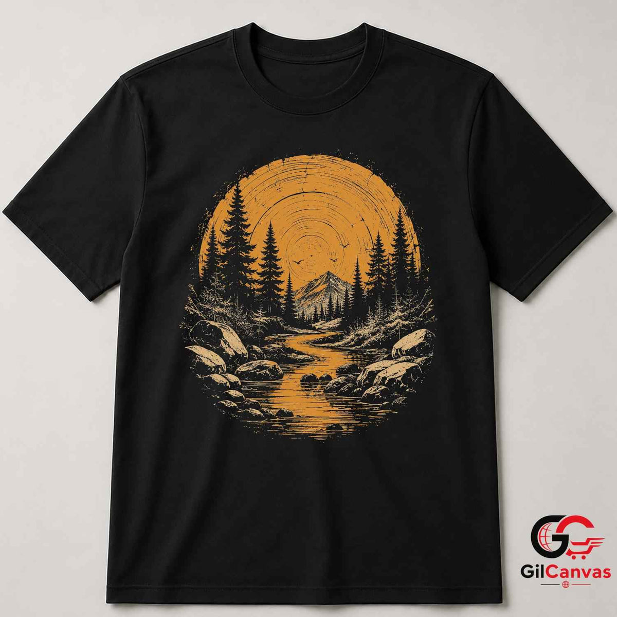 Mountain Forest River T-Shirt Scenic Nature Lover Unisex Adventure Graphic Tee