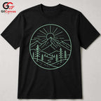 Mountain Landscape T-Shirt Nature Lover Outdoor Adventure Men Women Cool Tee
