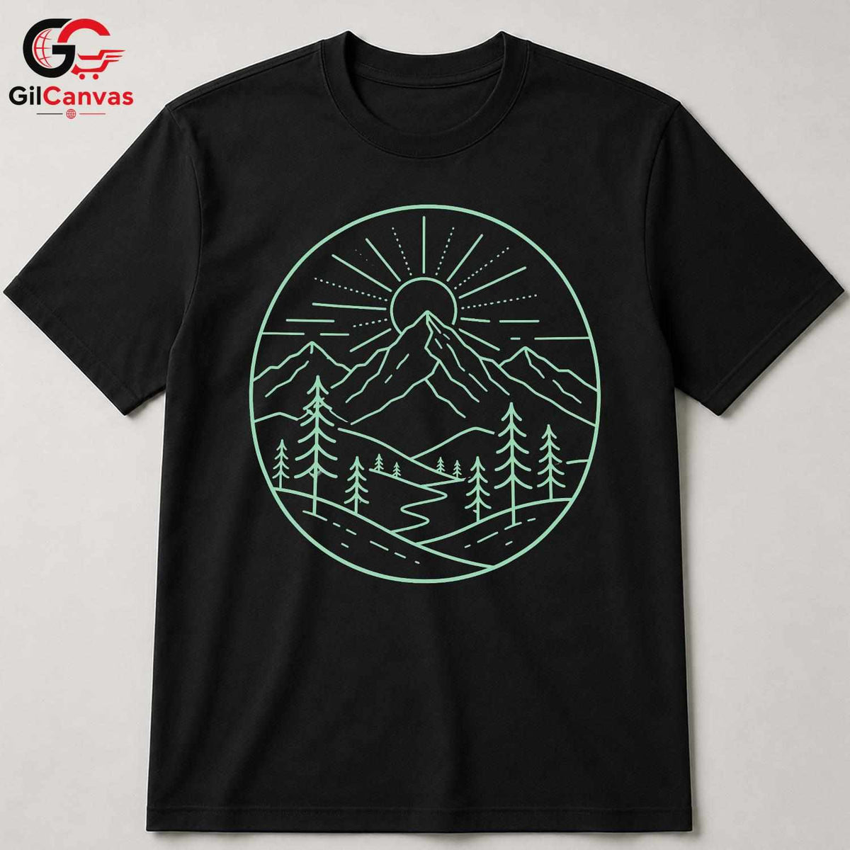 Mountain Landscape T-Shirt Nature Lover Outdoor Adventure Men Women Cool Tee