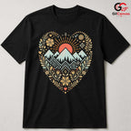 Mountain Sunset Floral T-Shirt Nature Hiking Camping Unisex Outdoor Graphic Tee