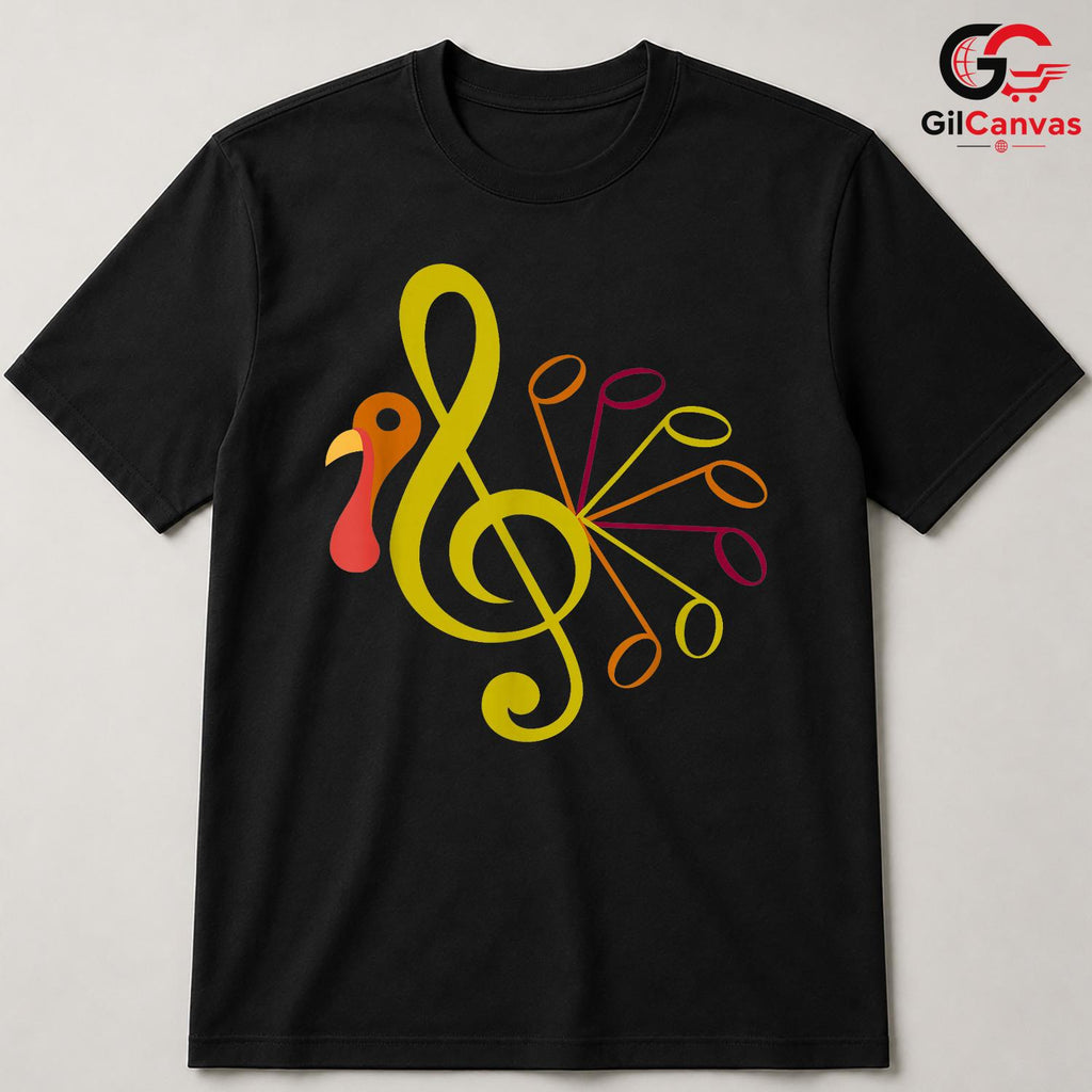 Music Note Turkey Fall T-Shirt Unisex Thanksgiving Musician Gathering Gift