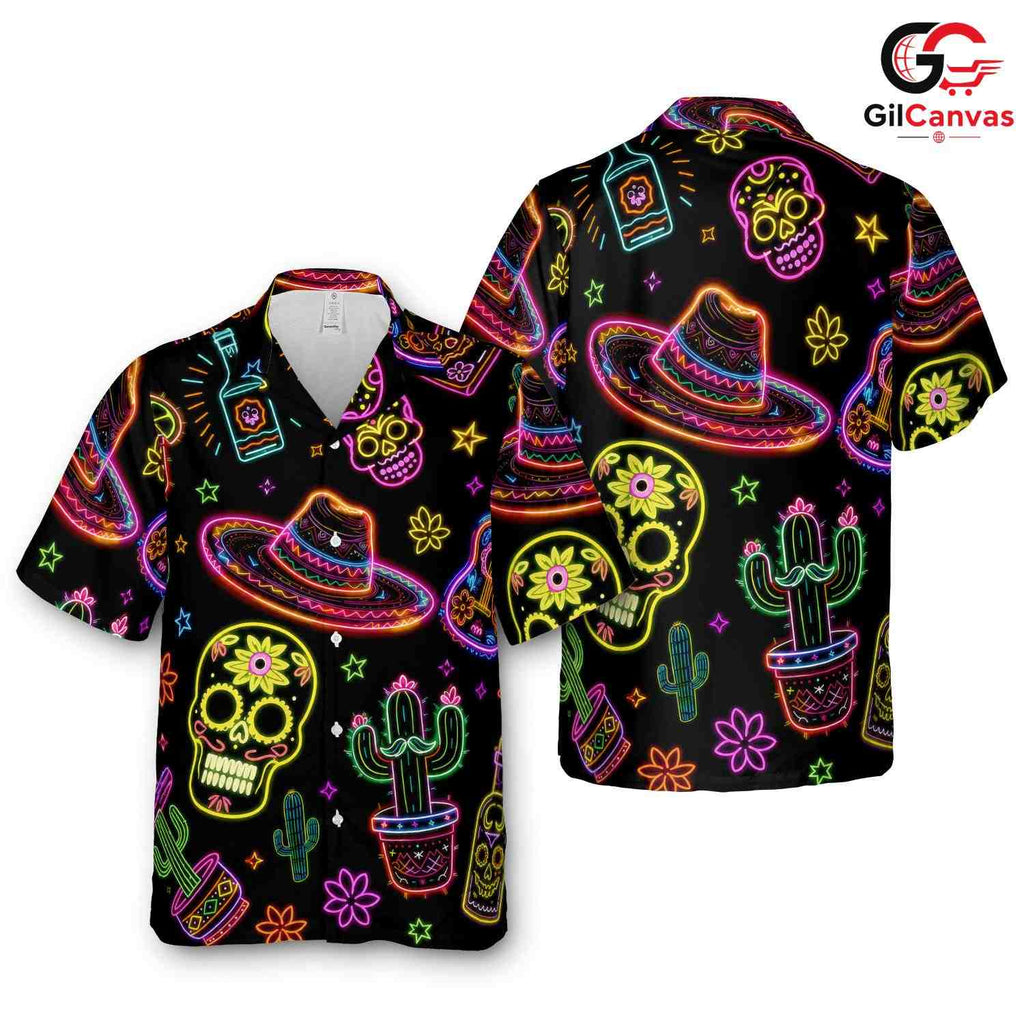 Neon Sugar Skull Vibrant Tee, Unique Unisex Day Of The Dead Fiesta Summer Print