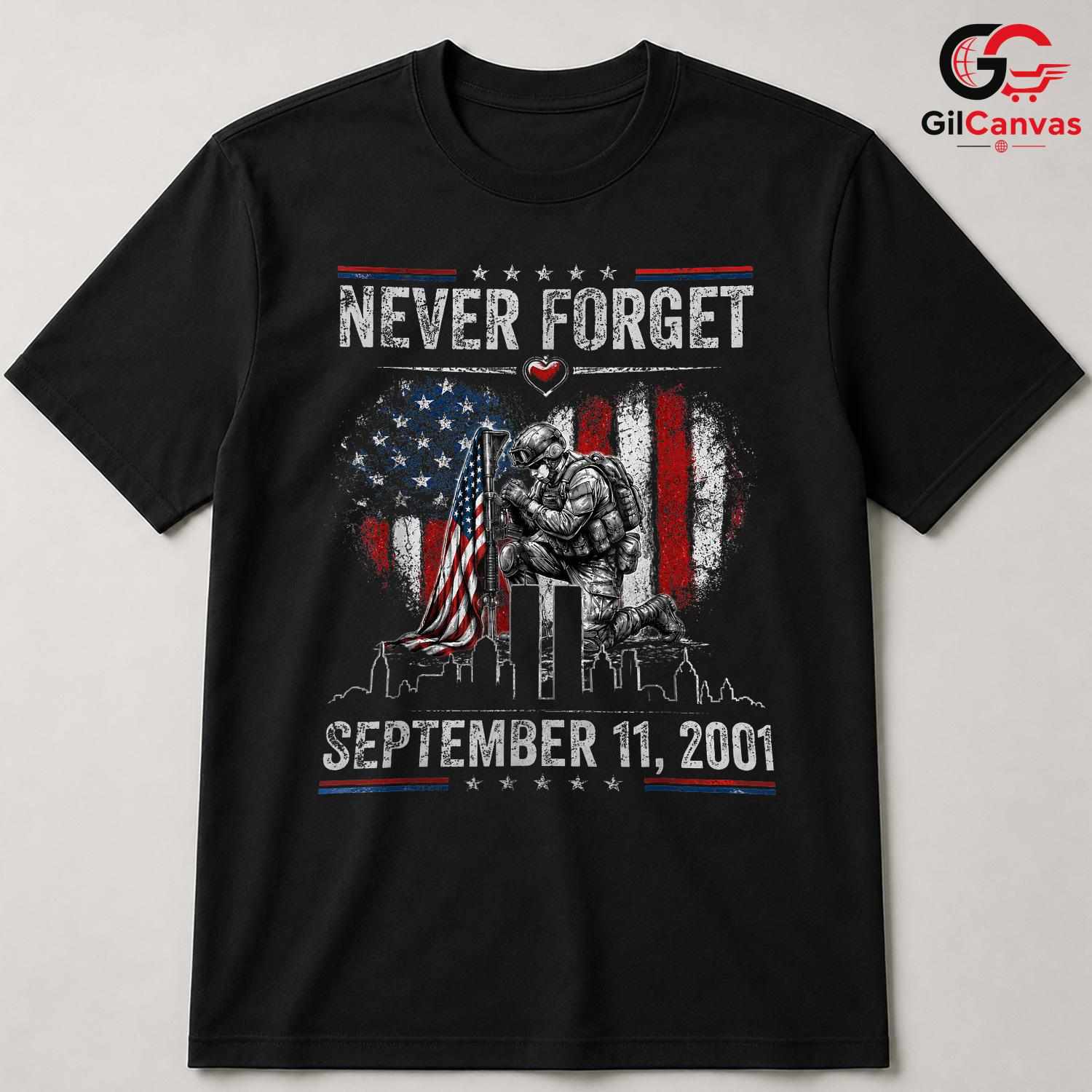 Never Forget Memorial Tee Shirt Unisex Patriotic Adult Gift For Remembrance Day