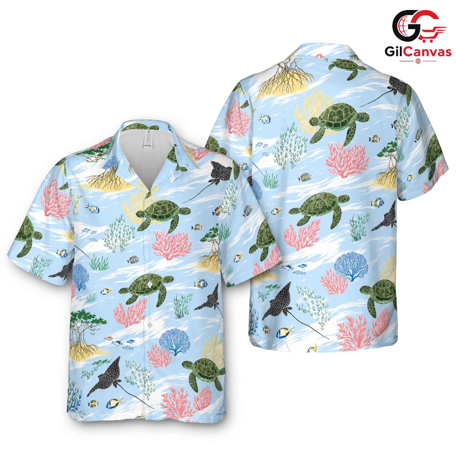 Ocean Life Coral Reef Shirt, Premium Unisex Sea Turtle Top For Summer Beach