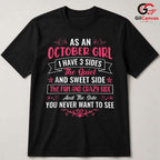 October Girl Crazy Side T-Shirt Unisex Fun Birthday Gift Idea For Women
