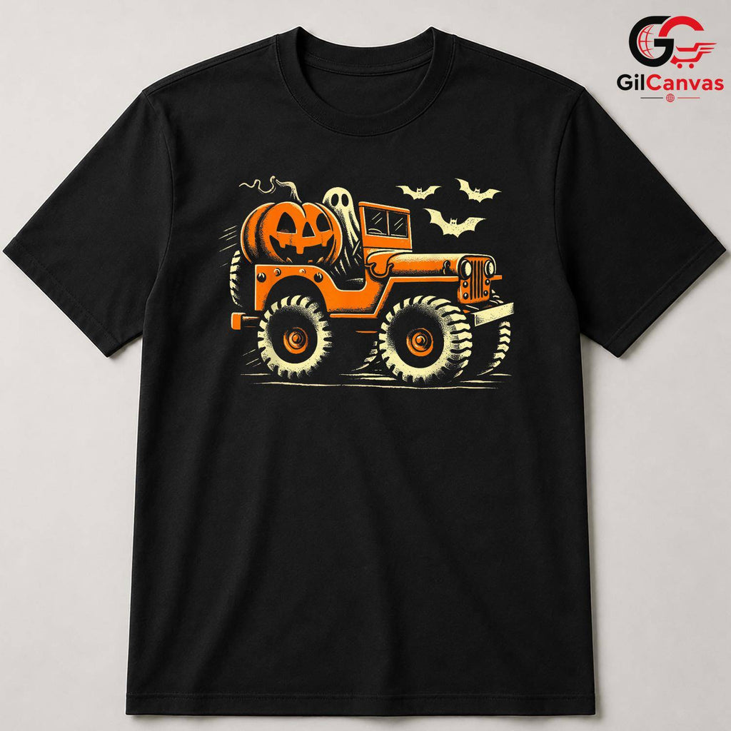 Off Road 4x4 Pumpkin Ghost T-Shirt Unisex Funny Spooky Bat Costume For Kids