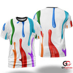 Paint Drips Art 3D T-Shirt, Creative Unisex Colorful Graphic Tee For Artists