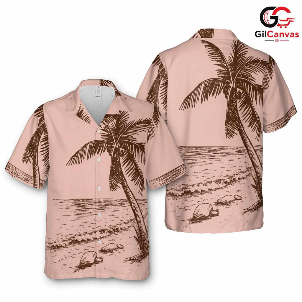 Palm Tree Beach Hawaiian Tee, Lightweight Unisex Casual Wear Summer Vacations