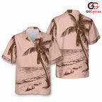 Palm Tree Beach Hawaiian Tee, Lightweight Unisex Casual Wear Summer Vacations