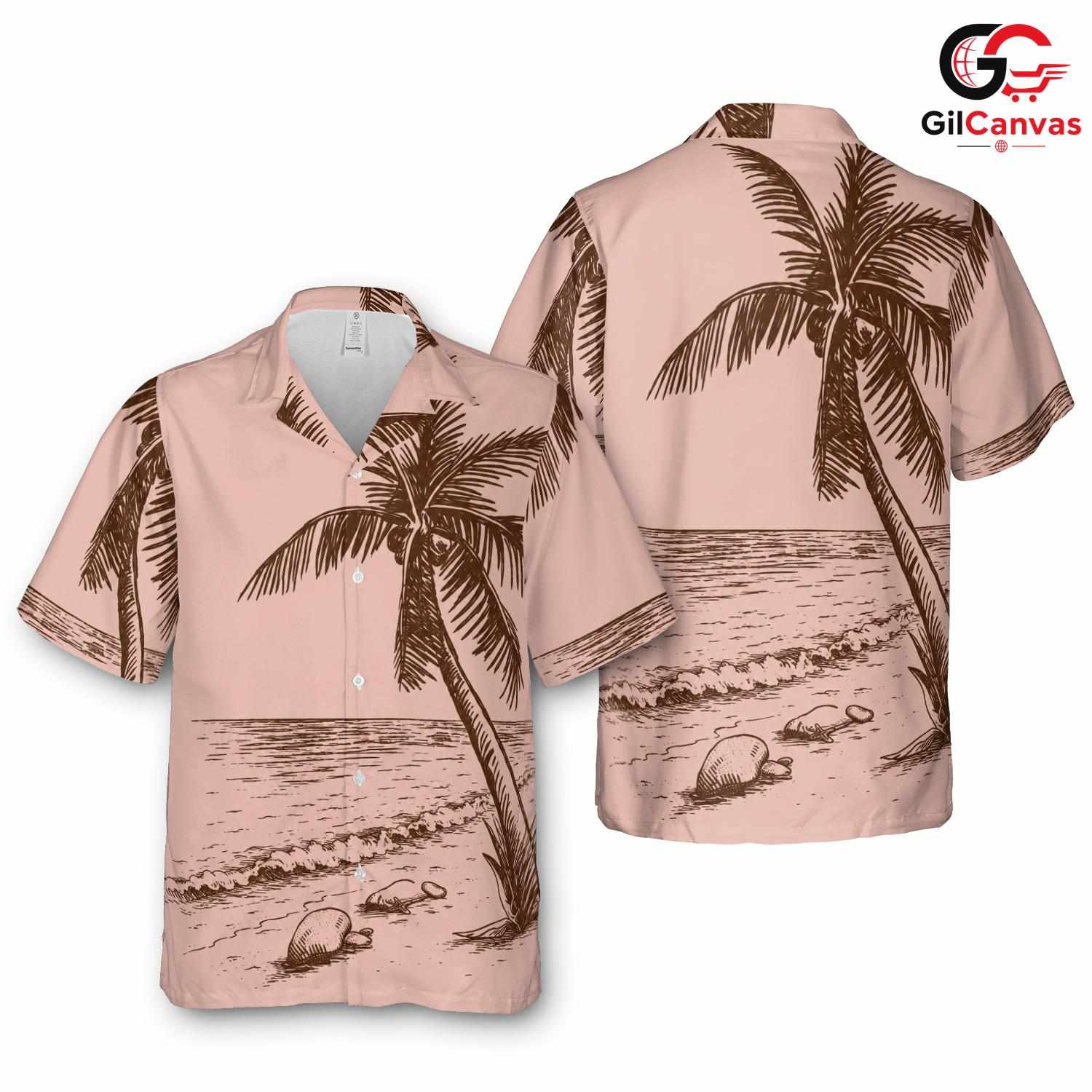 Palm Tree Beach Hawaiian Tee, Lightweight Unisex Casual Wear Summer Vacations