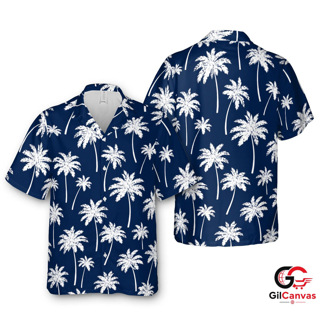 Palm Tree Print Hawaiian Shirt For Summer Vacation Men Beach Tropical Style