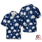 Palm Tree Print Hawaiian Shirt For Summer Vacation Men Beach Tropical Style