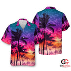 Palm Tree Sunset Hawaiian Shirt Vacation Summer Unisex Beachwear Apparel