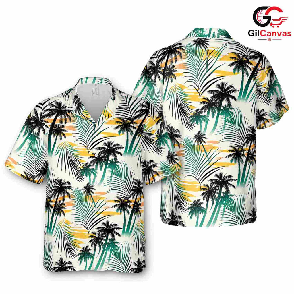 Palm Tree Tropical Shirt Men, Fun Casual Style Summer Beach Party Events