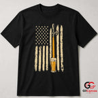 Patriotic Beer Drinking Flag T-Shirt Independence Day Unisex Graphic Apparel Tee