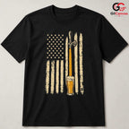 Patriotic Beer Drinking Flag T-Shirt Independence Day Unisex Graphic Apparel Tee