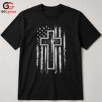 Patriotic Cross T-Shirt Unisex Faith Believer Custom Religious Casual Apparel
