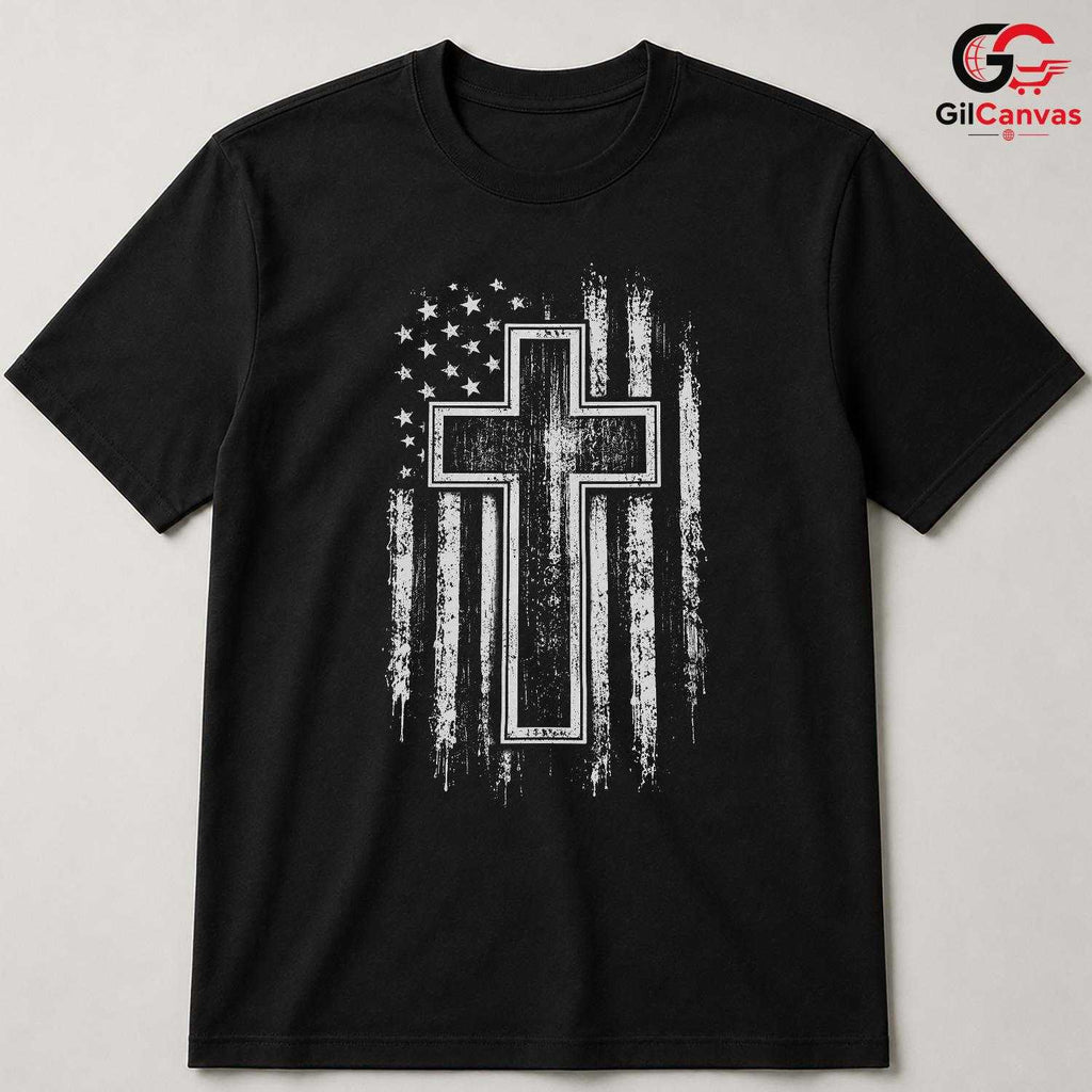 Patriotic Cross T-Shirt Unisex Faith Believer Custom Religious Casual Apparel