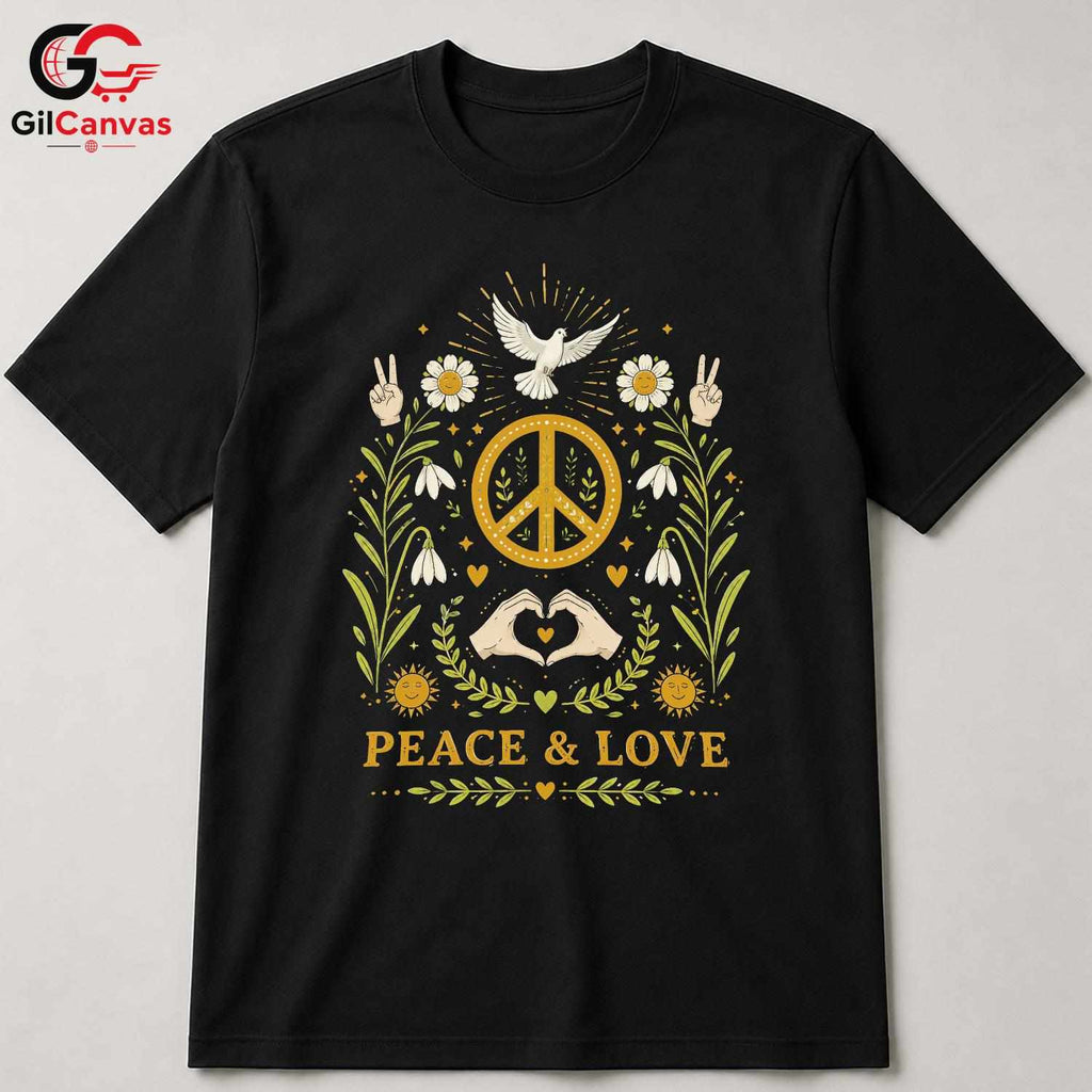 Peace Love Floral Dove T-Shirt Unisex Event Graphic Apparel Inspiring Nature Shirt