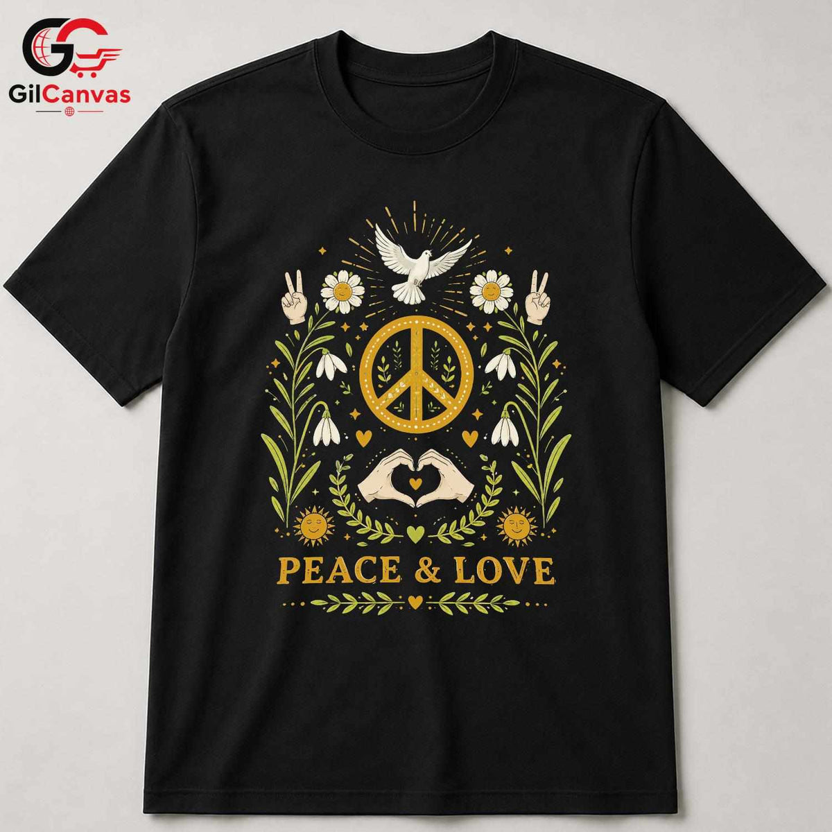 Peace Love Floral Dove T-Shirt Unisex Event Graphic Apparel Inspiring Nature Shirt