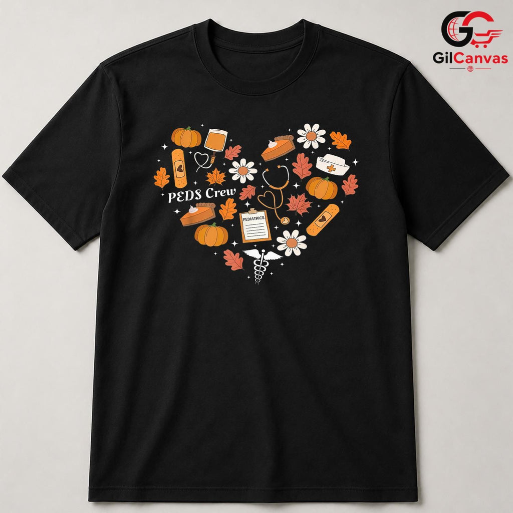 Peds Crew Fall Pumpkin T-Shirt Unisex Autumn Pediatric Event Perfect Gift Idea