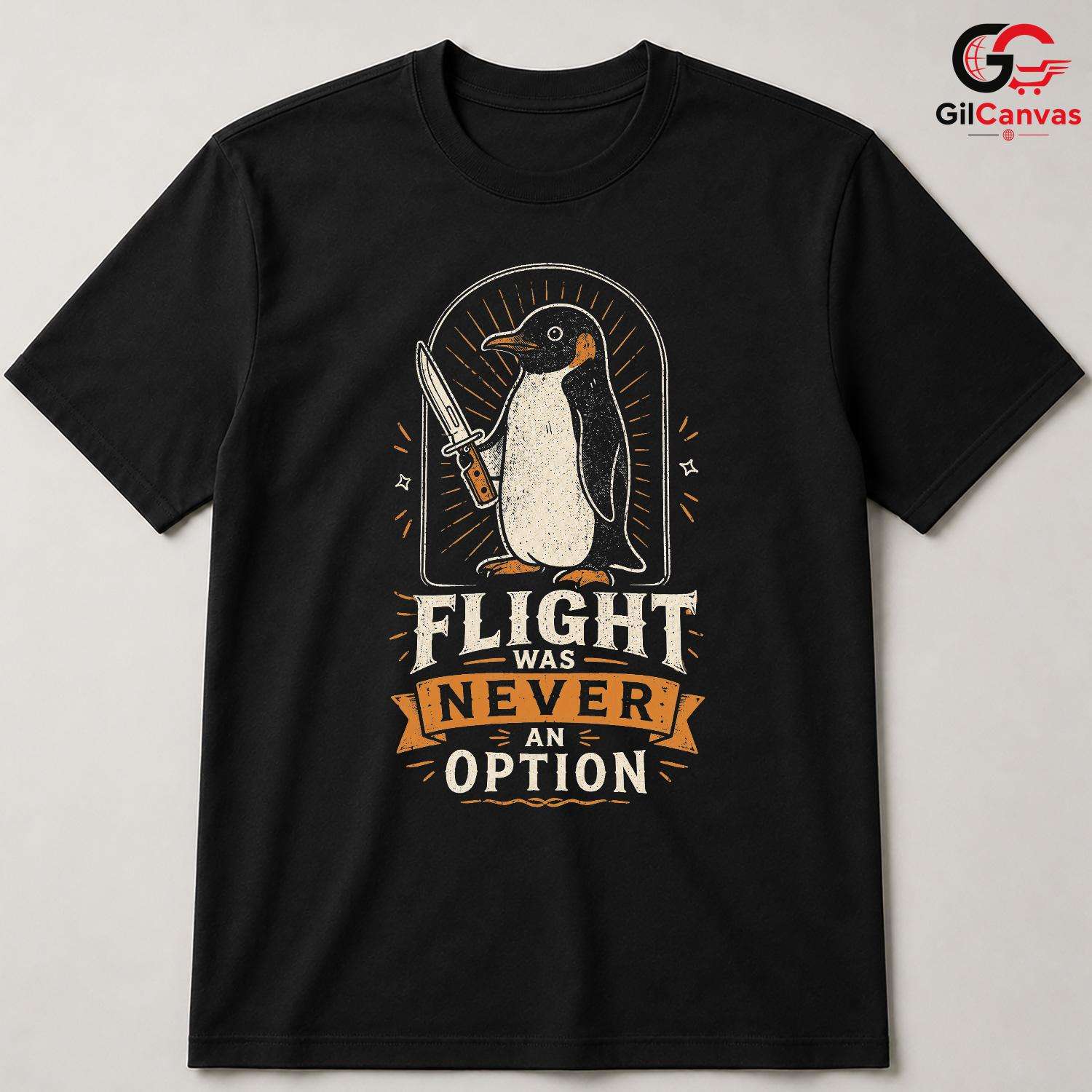 Penguin With Knife Humor T-Shirt Dark Comedy Gift Unisex Graphic Apparel Tee