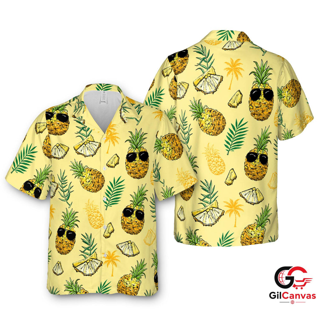 Pineapple Print Hawaiian Shirt For Summer Vacations Men Casual Tropical Vibe