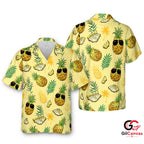 Pineapple Print Hawaiian Shirt For Summer Vacations Men Casual Tropical Vibe