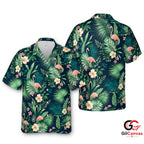 Pink Flamingo Hawaiian Shirt For Summer Beach Parties Men Tropical Vibe