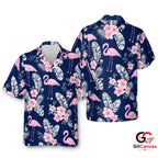 Pink Flamingo Hawaiian Shirt For Unisex Summer Vacation Floral Pattern Vibe