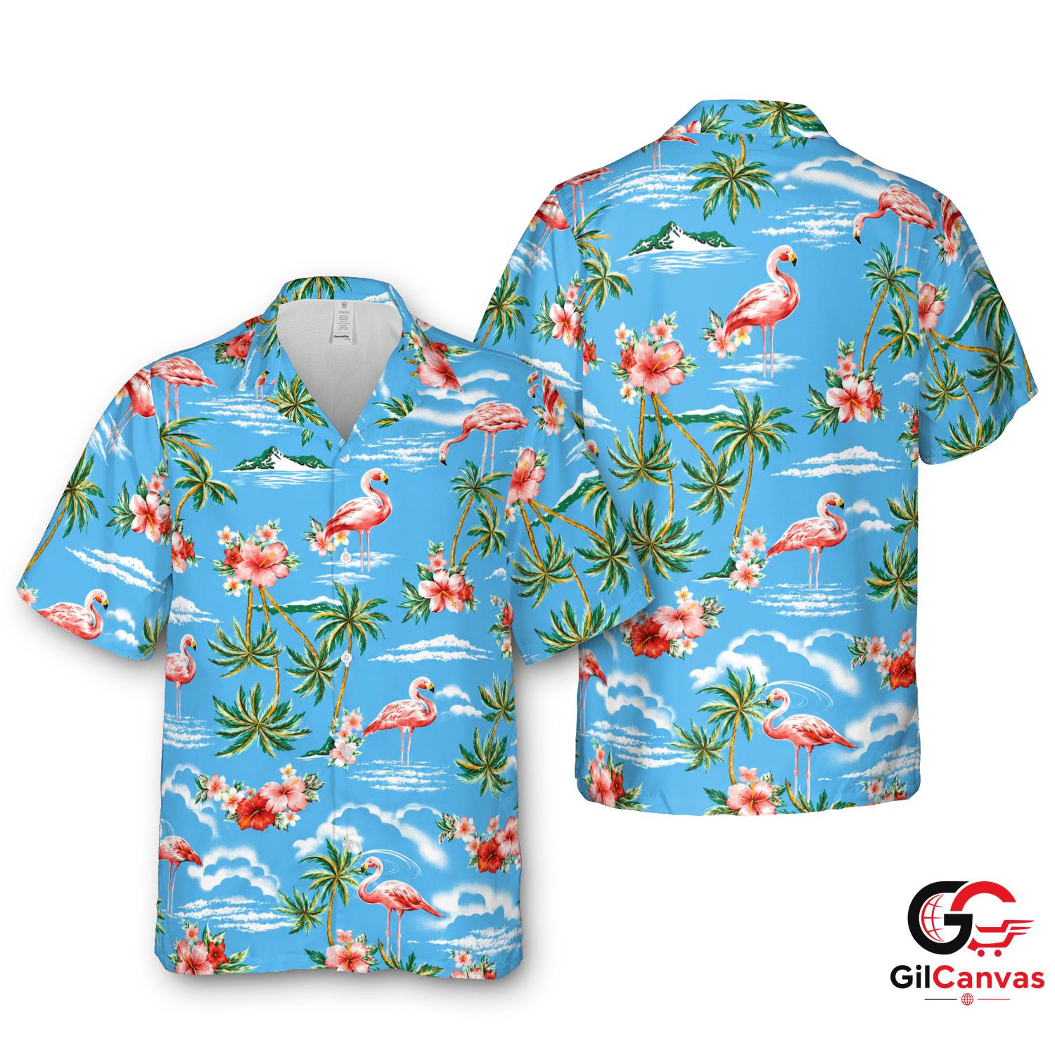 Pink Flamingo Hawaiian Shirt Unisex Tropical Getaway Summer Beachwear Vibes