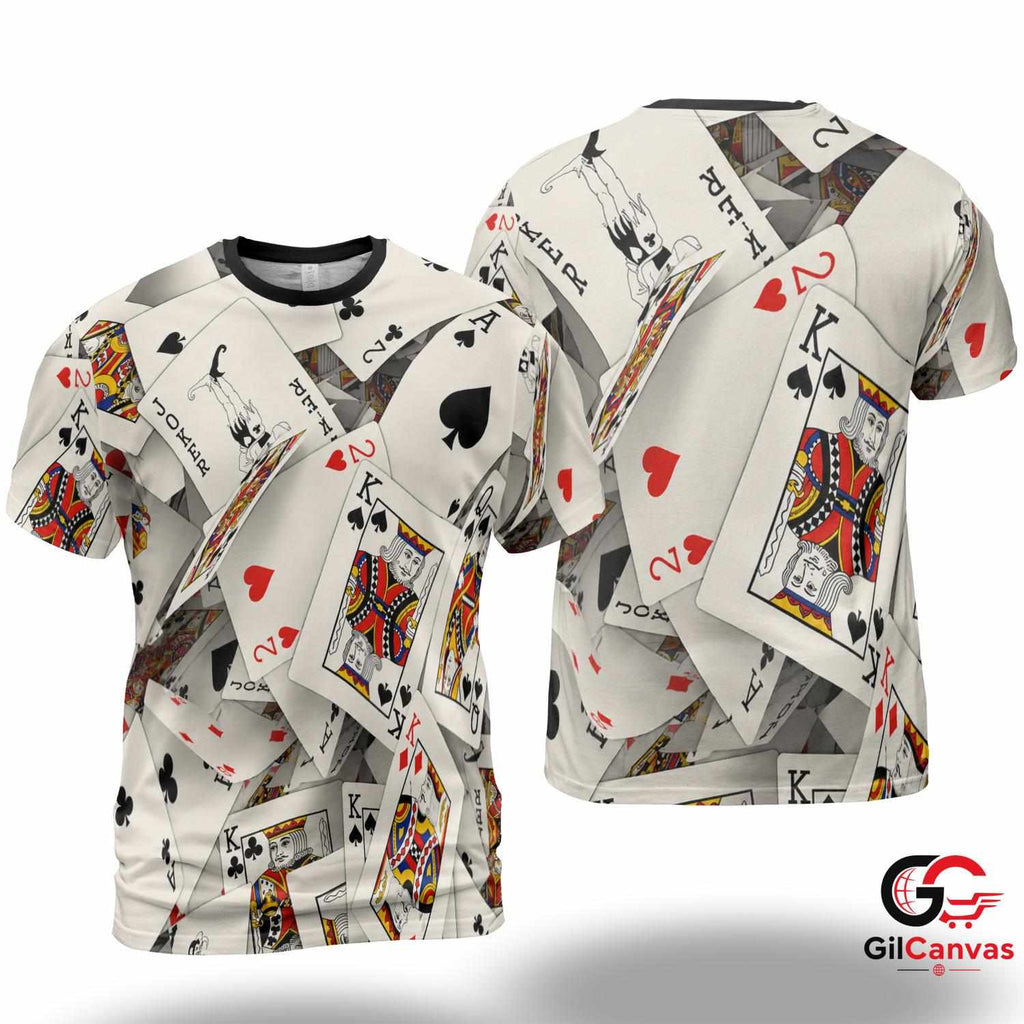 Playing Cards Game 3D T-Shirt, Fun Unisex Party Graphic Tee Gift For Gamers