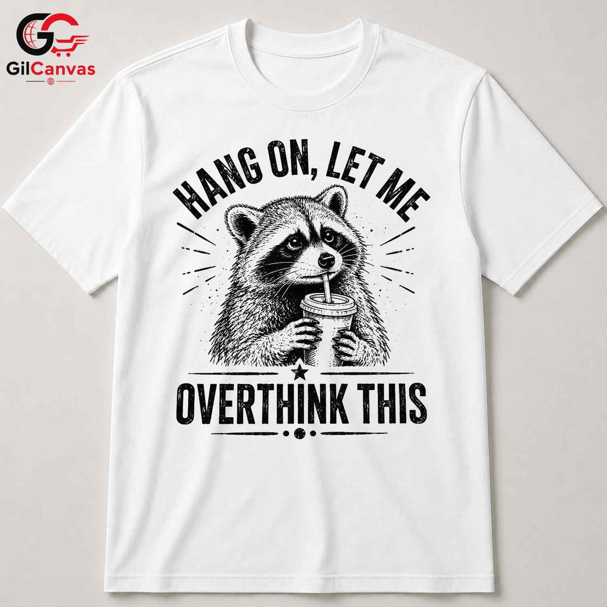 Raccoon Coffee Lover T-Shirt Humorous Custom Art Design Unisex Novelty Gift