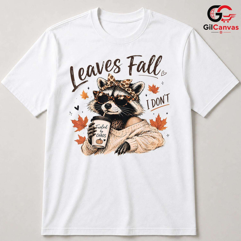 Raccoon Fall Leaves T-Shirt Unisex Cute Autumn Animal Lover Perfect Gift Idea
