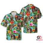 Raccoon Floral Hawaiian Shirt For Summer Parties Women Fun Tropical Vibe