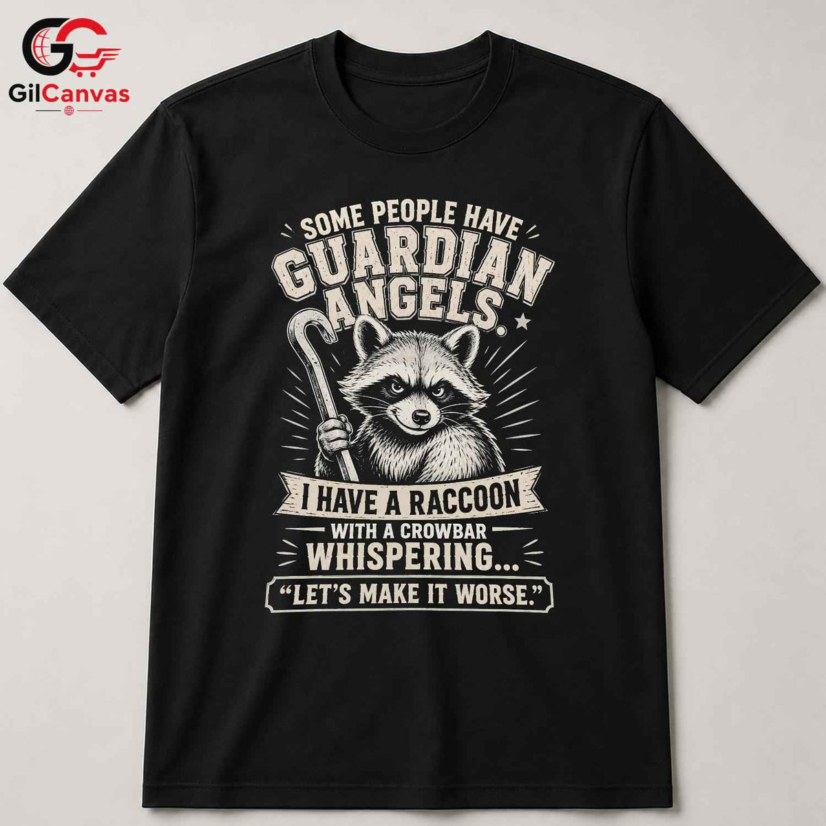 Raccoon Guardian Angel Shirt Whispering Fun Novelty Graphic Unisex Apparel