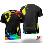 Rainbow Fluid Art 3D T-Shirt, Vibrant Unisex Abstract Graphic Tee Festival Parties