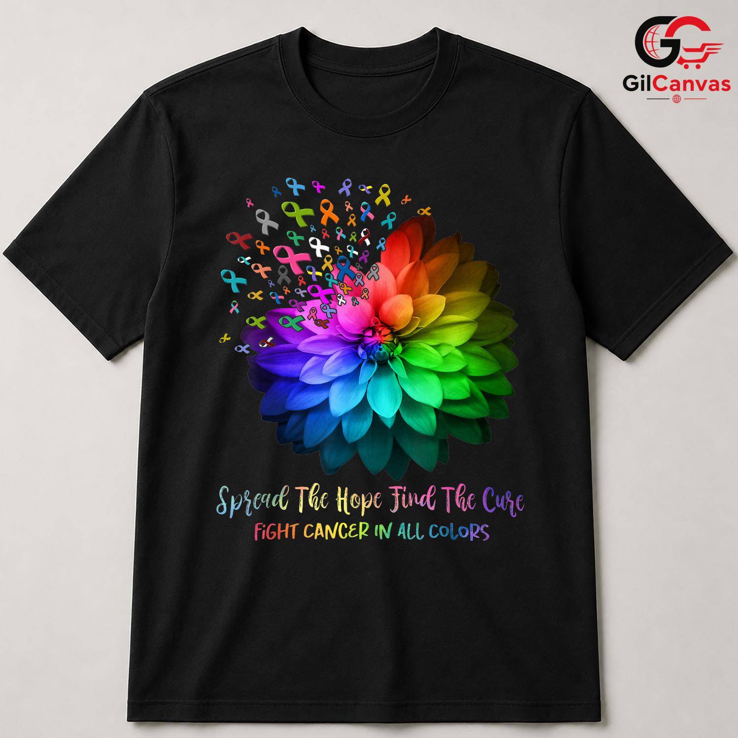 Rainbow Ribbon Hope Cure Shirt Unisex Cancer Awareness Survivor Gift For All