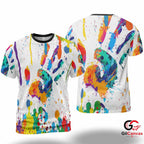 Rainbow Splatter 3D T-Shirt, Vibrant Unisex Artistic Graphic Tee For Summer Parties