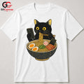 Ramen Eating Cat T-Shirt Cute Custom Design Feline Lover Gift Unisex Apparel