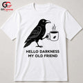 Raven Coffee Lover T-Shirt Hello Darkness Black Graphic Tee Men Women Gift