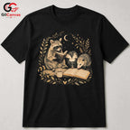 Reading Animals T-Shirt Unisex Book Lover Cute Raccoon Skunk Graphic Apparel