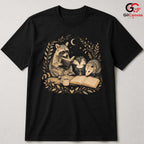 Reading Animals T-Shirt Unisex Book Lover Cute Raccoon Skunk Graphic Apparel