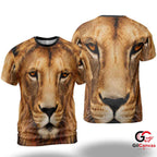 Realistic Lion Face 3D T-Shirt, Majestic Unisex Wildlife Graphic Tee For Casual Wear