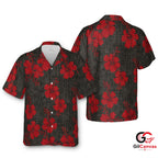 Red Hibiscus Tee Hawaiian Shirt For Beach Vacation Unisex Tropical Wear